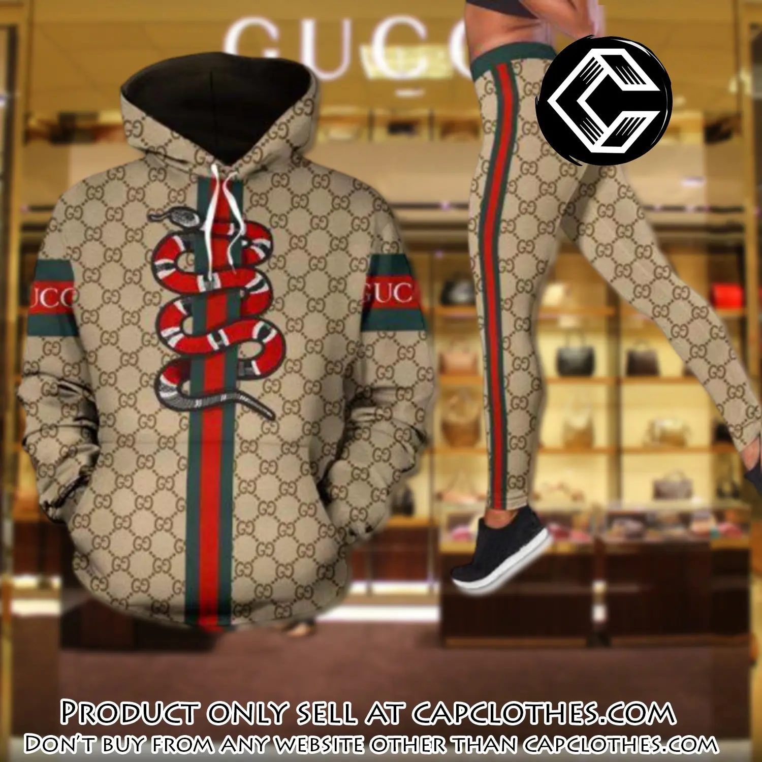 Gucci snake hoodie legging set luxury for women cc5133287